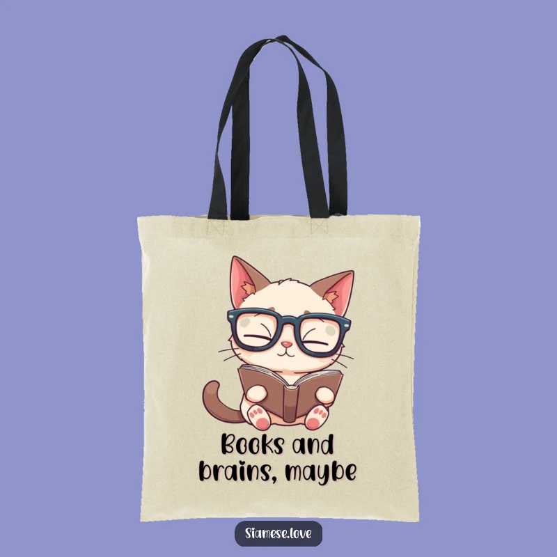 Funny Siamese Cat Upside Down Book Tote Bag - Stylish Literary Humor Gift!